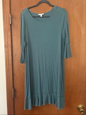 Teal Ruffle Hem Scoop Neck Lauren Conrad Dress
